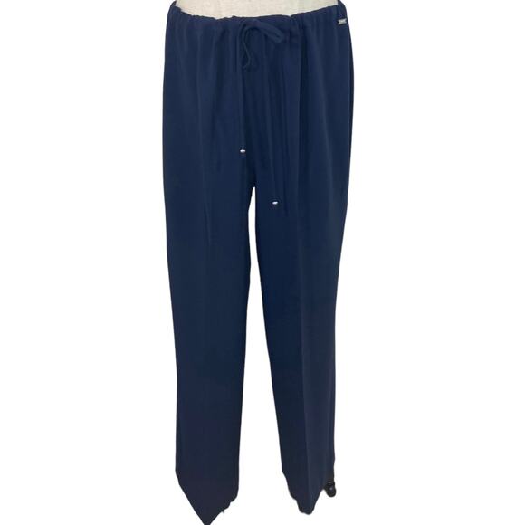 St. John Pants - St John navy blue wide leg pants, Ladies medium drawstring waist casual bottom